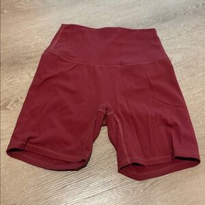 Red High-Waisted Biker Shorts